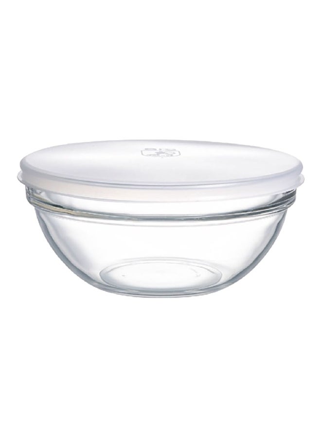 Empilable Tempered Glass Salad Bowl with Lid White and Transparent 170 ml H1151